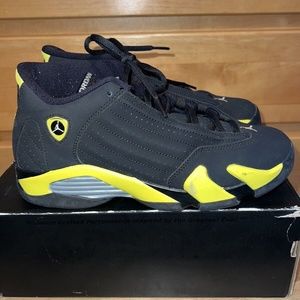 Nike Air Jordan 14 Retro Thunder Black Yellow 487524-070 GS Youth Size 7Y OG BOX